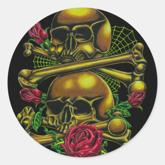Schedels, Webs en Rozen Sticker (Voorkant)
