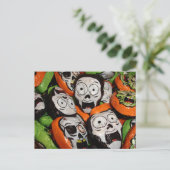 Schedels & zombies folie snoep briefkaart (Staand voorkant)