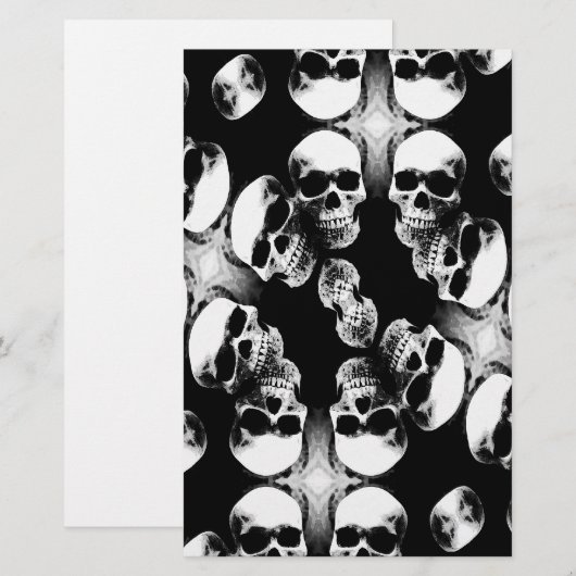 Schedels Zwart & Wit Briefpapier (Voorkant / Achterkant)