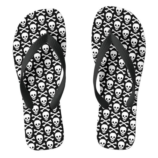 Schedels zwart-wit modern patroon teenslippers (Voetbed)