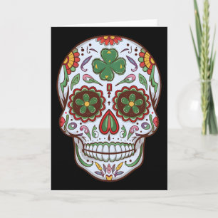 Schedelschedel Dia De Los Muertos Klaver Heilige P Kaart