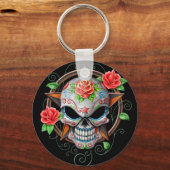 Schedelschedel Ster, zwart Sleutelhanger (Voorkant)