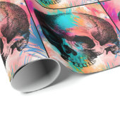 Schedelschets met kleurrijke achtergrond cadeaupapier (Rol Hoek)