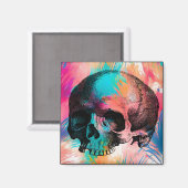 Schedelschets met kleurrijke achtergrond magneet (Voorkant / Achterkant)
