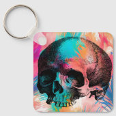 Schedelschets met kleurrijke achtergrond sleutelhanger (Voorkant)