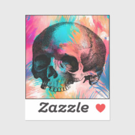 Schedelschets met kleurrijke achtergrond sticker