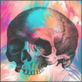 Schedelschets met kleurrijke achtergrond sticker (Voorkant)