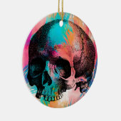 Schedelschets met kleurrijke Boho achtergrond Keramisch Ornament (Rechts)