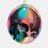 Schedelschets met kleurrijke Boho achtergrond Keramisch Ornament (Links)