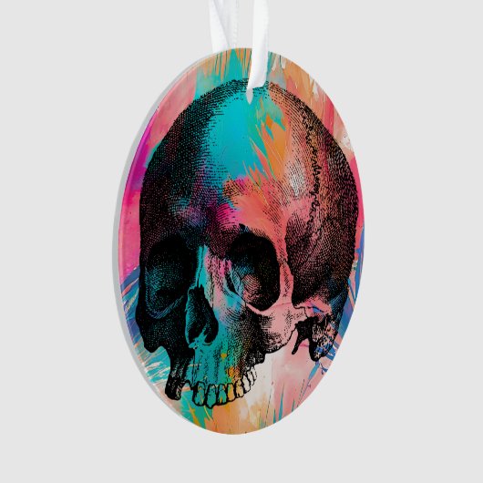 Schedelschets met kleurrijke Boho achtergrond Ornament (voorkant)