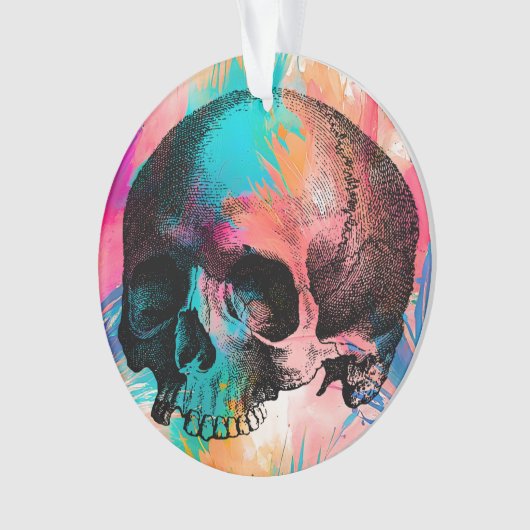 Schedelschets met kleurrijke Boho achtergrond Ornament (voorkant)