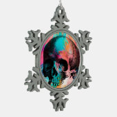 Schedelschets met kleurrijke Boho achtergrond Tin Sneeuwvlok Ornament (Links)