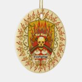 Schedelschild brandweerman keramisch ornament (Rechts)