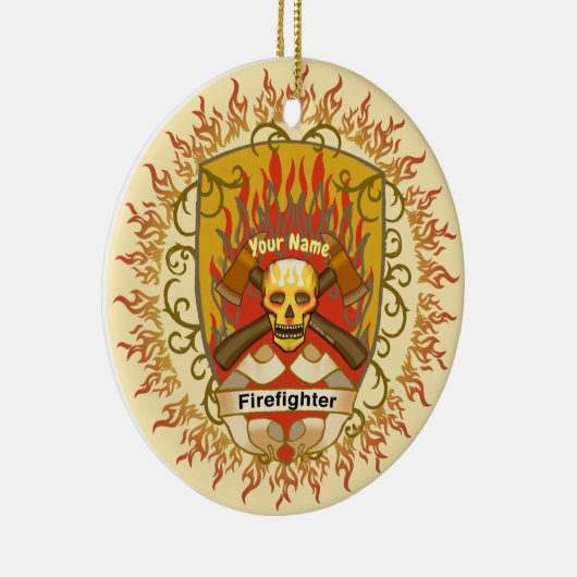 Schedelschild brandweerman keramisch ornament (Rechts)