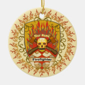 Schedelschild brandweerman keramisch ornament (Voorkant)