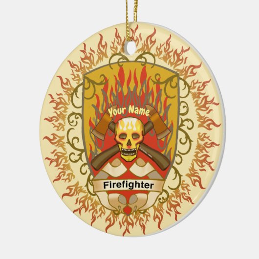 Schedelschild brandweerman keramisch ornament (Links)