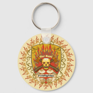 Schedelschild brandweerman sleutelhanger