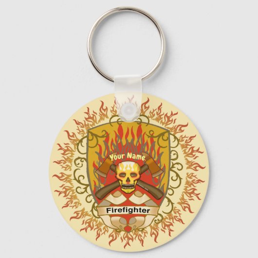 Schedelschild brandweerman sleutelhanger (Voorkant)