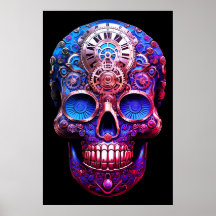 Schedelskelet afbeeldingen blauw en zwart op een m
