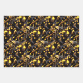 Schedelskelet gezicht zwart goud piraten thema inpakpapier vel (Voorkant)