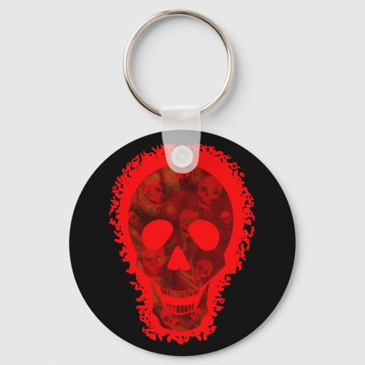 Schedelspectra Grote Schedel Rood sleutelhanger (Voorkant)
