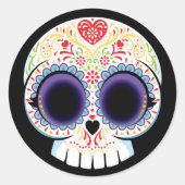 Schedelsticker met suiker ronde sticker (Voorkant)