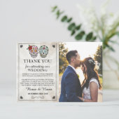 Schedelsuiker Halloween Dank je Foto Kaart (Staand voorkant)