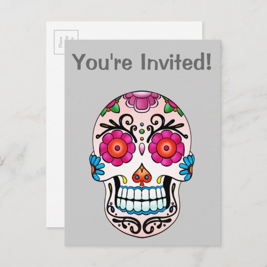 Schedelsuiker - Tatoeagekunst Uitnodiging Briefkaart (Voorkant / Achterkant)