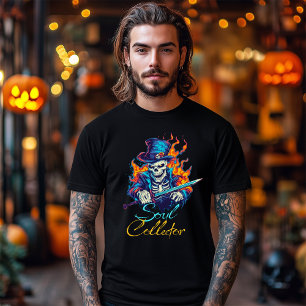 Schedelverzamelaar Schedel Vuur Vlam Halloween T-shirt