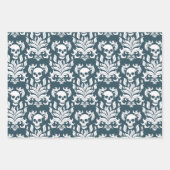 Schedelvlam Damask blauw en paarse collectie Inpakpapier Vel (Voorkant 3)