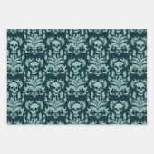 Schedelvlam Damask blauw en paarse collectie Inpakpapier Vel (Voorkant)