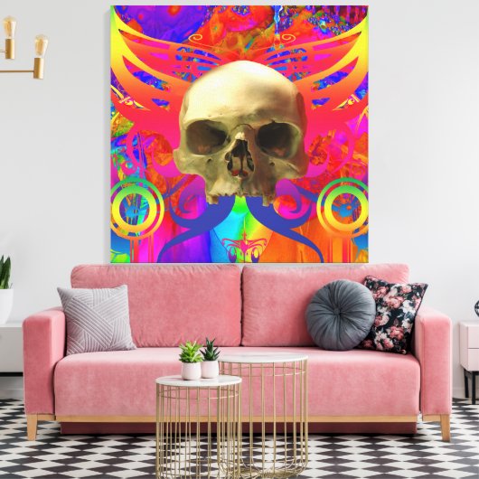 Schedelvlinder in kleur canvas afdruk (Insitu (Woonkamer))