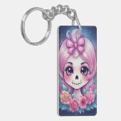 Schedelvormige acrylen sleutelhanger (Voorkant Links)