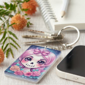 Schedelvormige acrylen sleutelhanger (Voorkant Rechts)