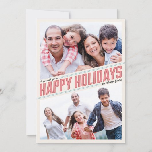 Scheef Gelukkig Kerstfeest 2 Fotokaart Feestdagenkaart (Voorkant)