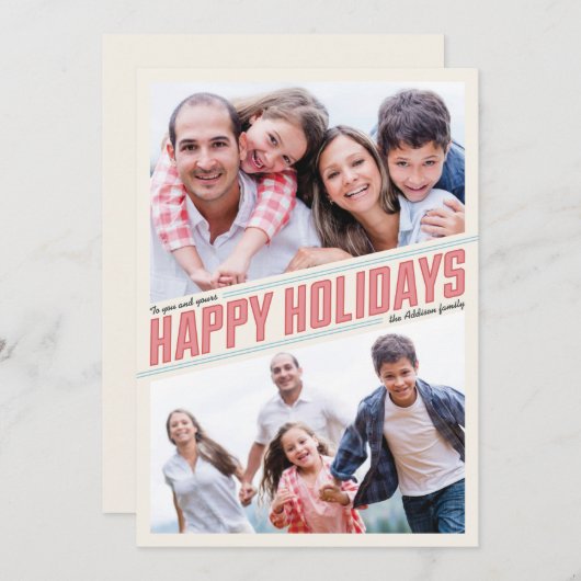 Scheef Gelukkig Kerstfeest 2 Fotokaart Feestdagenkaart (Voorkant / Achterkant)