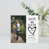 Scheef Hart Save The Dates Foto Uitnodiging (Staand voorkant)