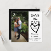 Scheef Hart Save The Dates Foto Uitnodiging (Voorkant / Achterkant in situ)