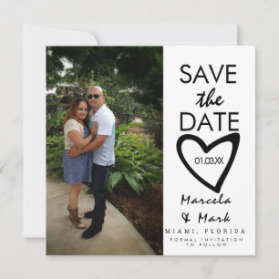 Scheef Hart Save The Dates Foto Uitnodiging