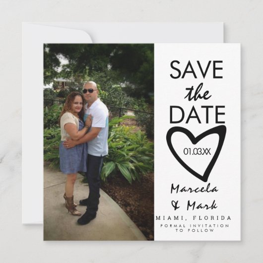 Scheef Hart Save The Dates Foto Uitnodiging (Voorkant)