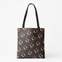 Scheef Monogrampatroon Donkerbruin en Taupe