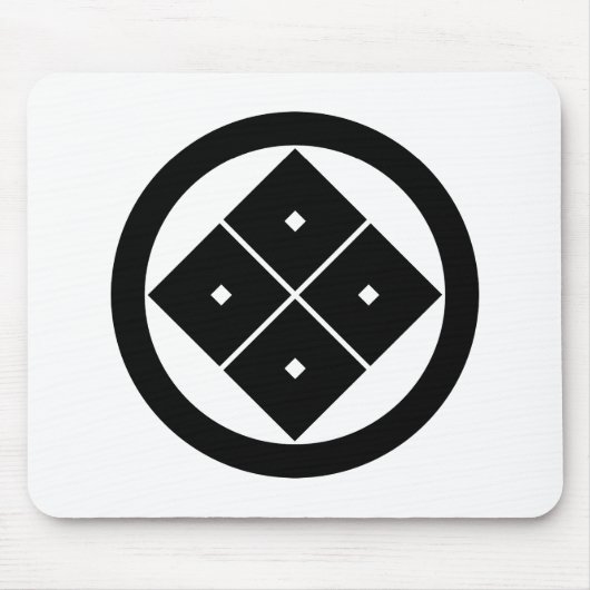 Scheef vierkant vier ogen in cirkel muismat (Voorkant)