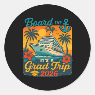 Scheep aan boord het is eindexamentrip 2026 Senior Ronde Sticker
