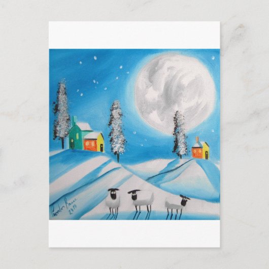 SCHEEP VOLLEDIG MOON FOLLE ART BRIEFKAART (Voorkant)