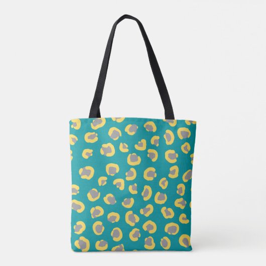Scheepdierdruk Cheetah schattige tijger blauw geel Tote Bag (Achterkant)