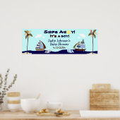 Scheepenbanner voor Ahoy Nautical Baby shower Poster (Keuken)