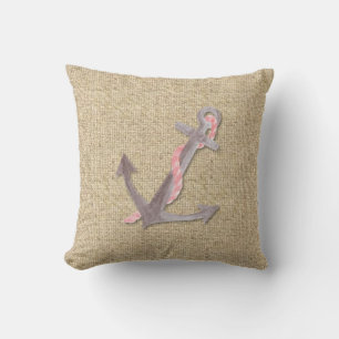 Scheeppelmoes voor het anker van de Burlap roze bo Kussen