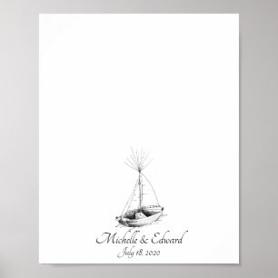 Scheeps Huwelijk Vingerafdruk Gastboek N.2 Poster