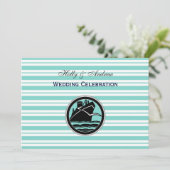 Scheeps Lt Blauw Witte Streep H Trouwen Kaart (Staand voorkant)