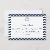 Scheeps Navy Golven WIL JE MIJN BRUIDSIONGEER ZIJN Kaart (Achterkant)